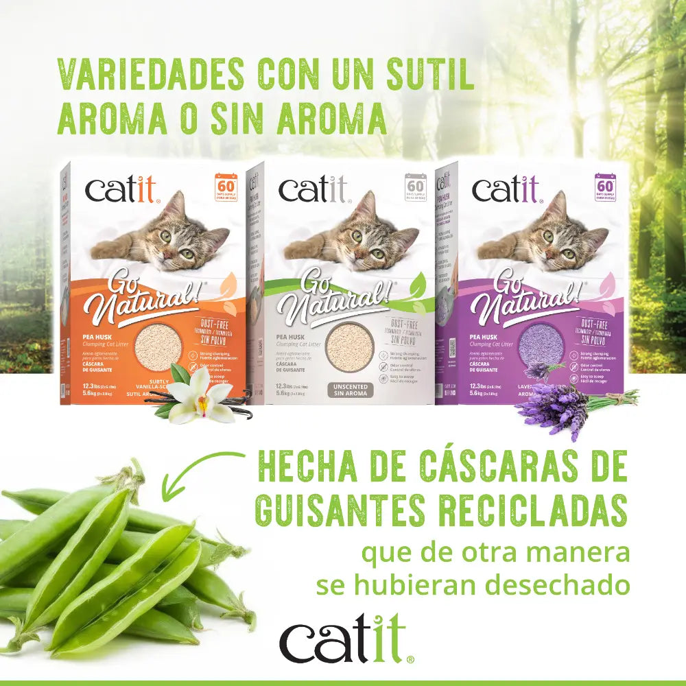 Arena para Gatos Aglomerante de Cáscara de Guisante Go Natural