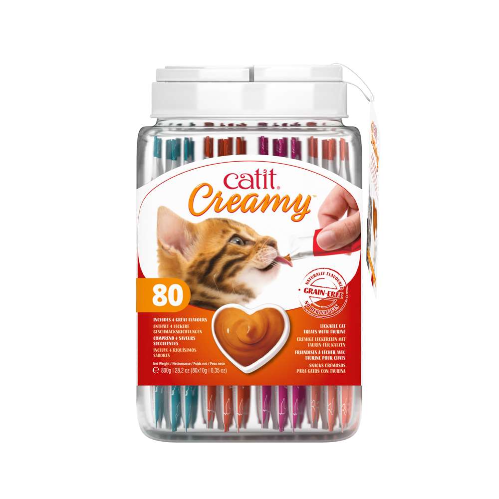 Snacks para gatos Catit Creamy – Bote de 80 Tubos