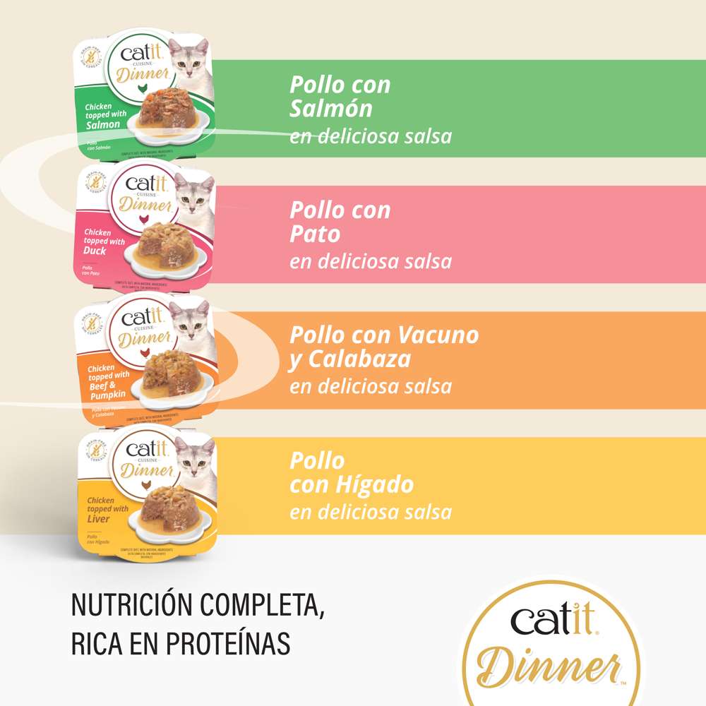 Tarrina de doble capa para gatos Catit Cuisine Dinner - Pack variado de 12
