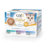 Caja multipack Catit Cuisine Fillet Selection Atún 12 latas: Variedades atún, atún con gambas y atún con pollo.